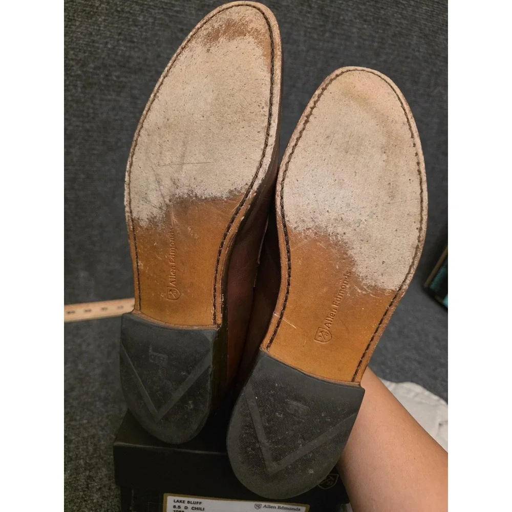 Allen Edmonds Shoes Mens‎ Size 8.5 Brown Leather Woven Loafer Slip On Lake Bluff